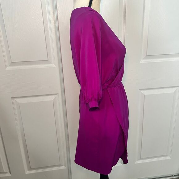 Amanda Uprichard Silk Purple Wrap Dress Small V Neck Elegant Cocktail Wear Party - Picture 2 of 7